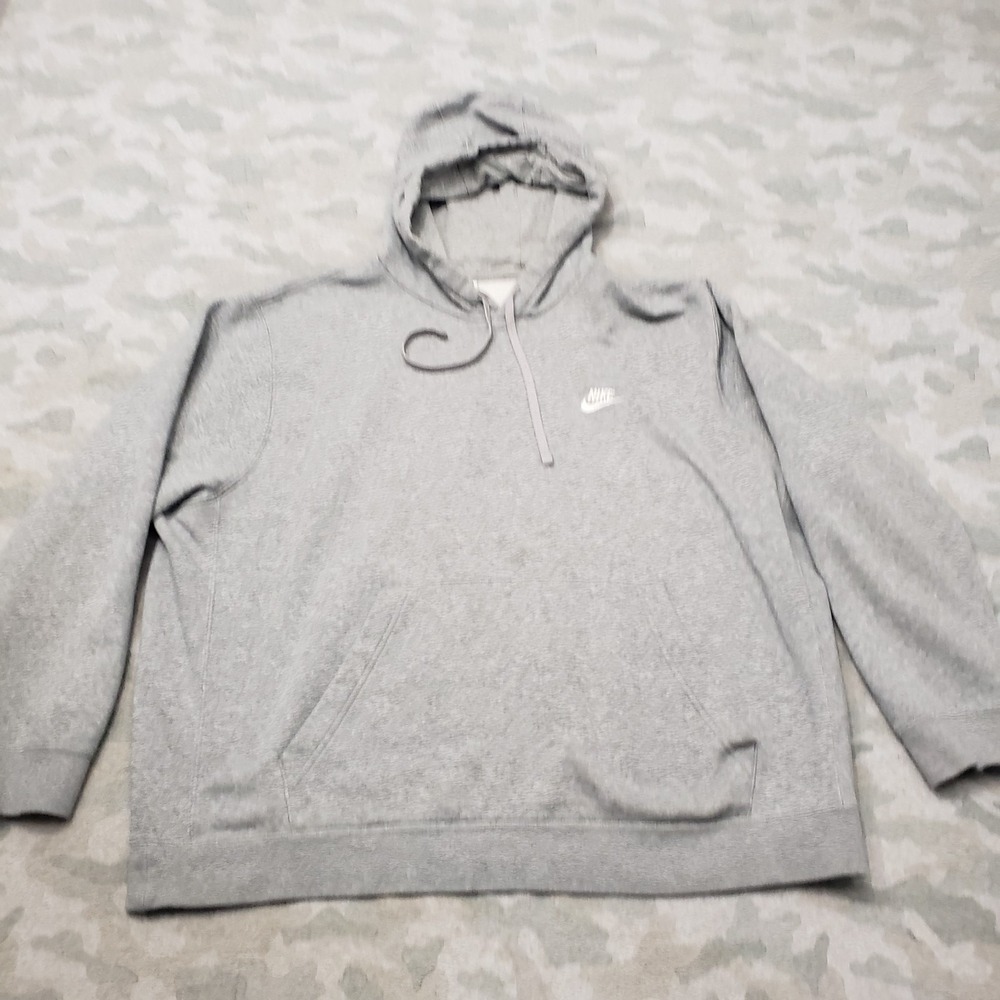 Nike Sweatshirt Mens 2XL Gray Pullover Hoodie Pocket Gym Fleece Training